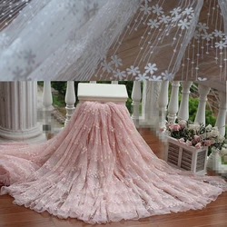 Free shipping width120cm Pink  Vintage Embroidered Lace Fabric  , Wedding Gown Lace Fabric  bridal gown