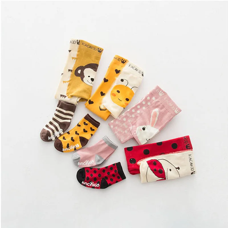 adorable baby girls leggings,children cotton animal print legging infant pp pants,baby trousers +baby anti-slip socks 0 to 24m