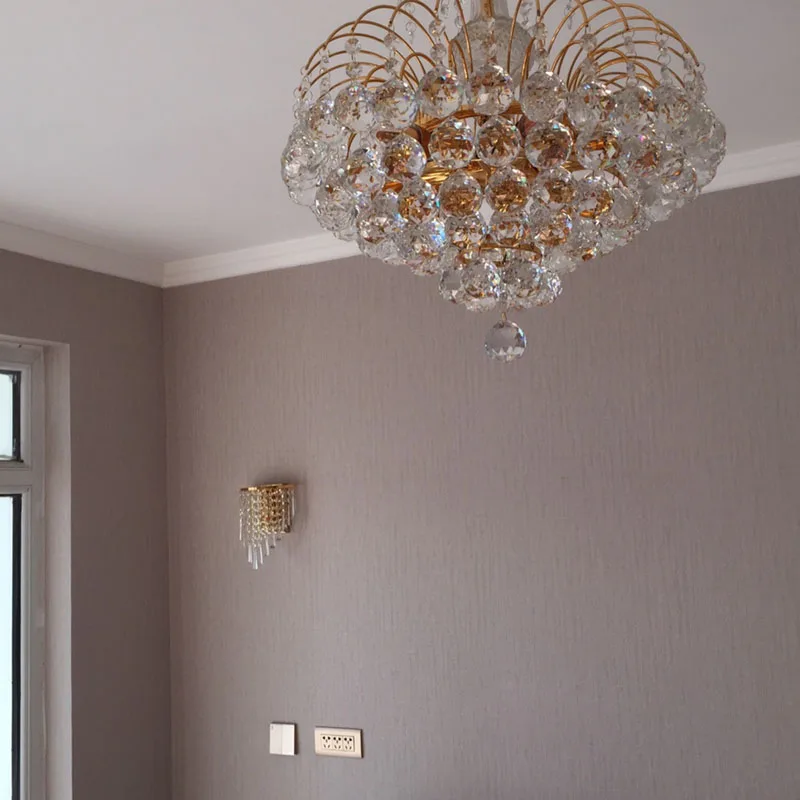 Luxury European classic glass crystal wall light lamp LED option decorative foyer living room bedroom bedside wall light fixture