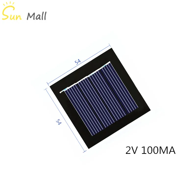 Mini Poly Solar Panel 2V 100MA for Rechargeable 1.2V Battery with DC Small Motor