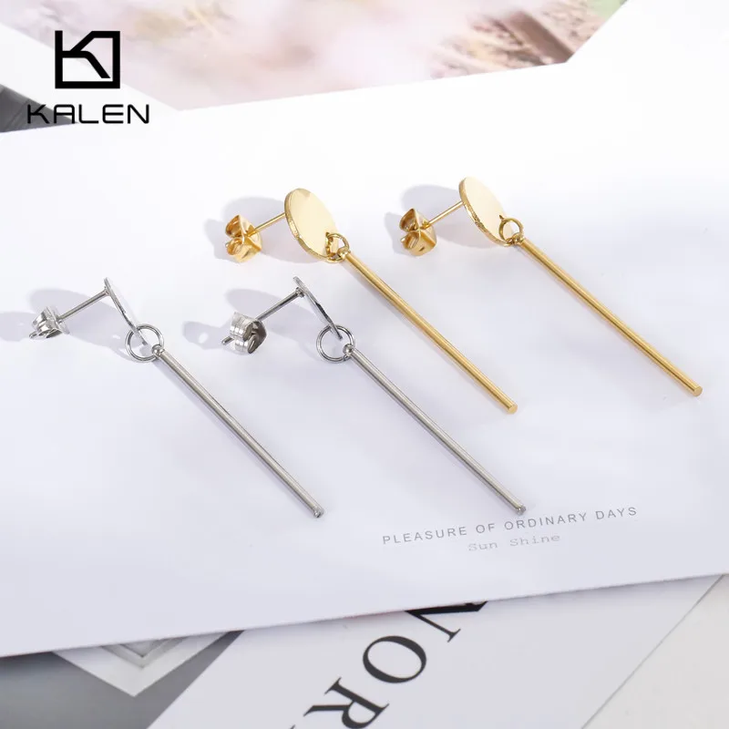 Kalen Simple Tri-Color Stainless Steel Dangle Earrings For Women Round Strip Oorbellen Drop Earrings Pendientes Mujer Jewelry