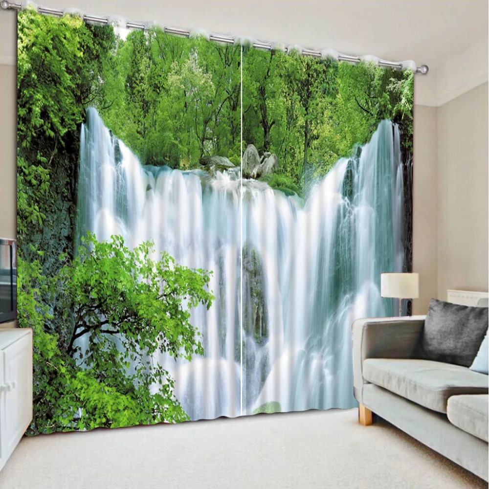 window curtain living room waterfall nature scenery photo print curtains modern curtains for living room