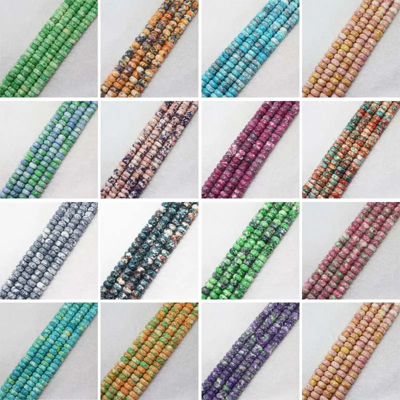 

Mini. Order is $7!6x10mm Multicolor Snow Jades stones Rondelle abacus bead stone DIY Loose beads 15"