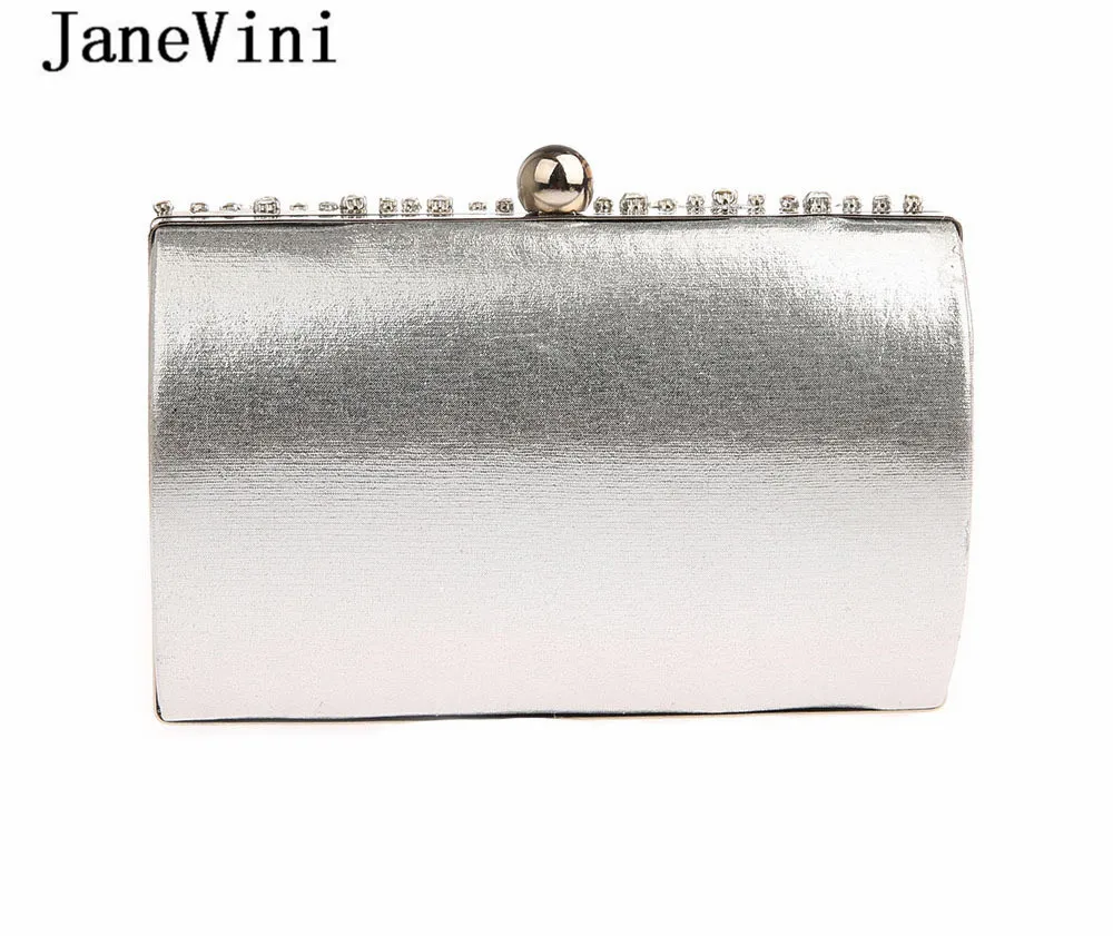 JaneVini 2019 Luxury Handbags Women Bags Designer Silver Crystals Purses Summer Wedding Evening Party Prom Clutch Crossbody Bag