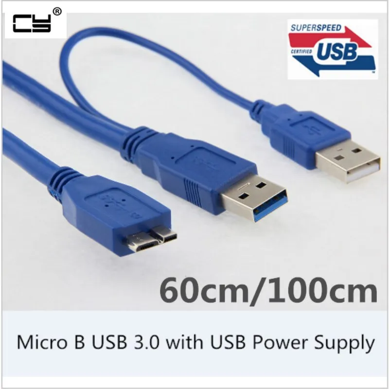 5Gbps Micro B USB 3.0 External Hard Drive Cable With USB Power Supply For WD Passport Seagate Samsung M3 Toshiba SONY ADATA