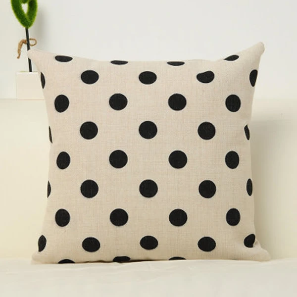 

Black Polka Dot Cushion Cover Linen Geometric Throw Pillow Case Dots Home Decorative Cushion Covers 45x45 Sofa Car Cushion Cases