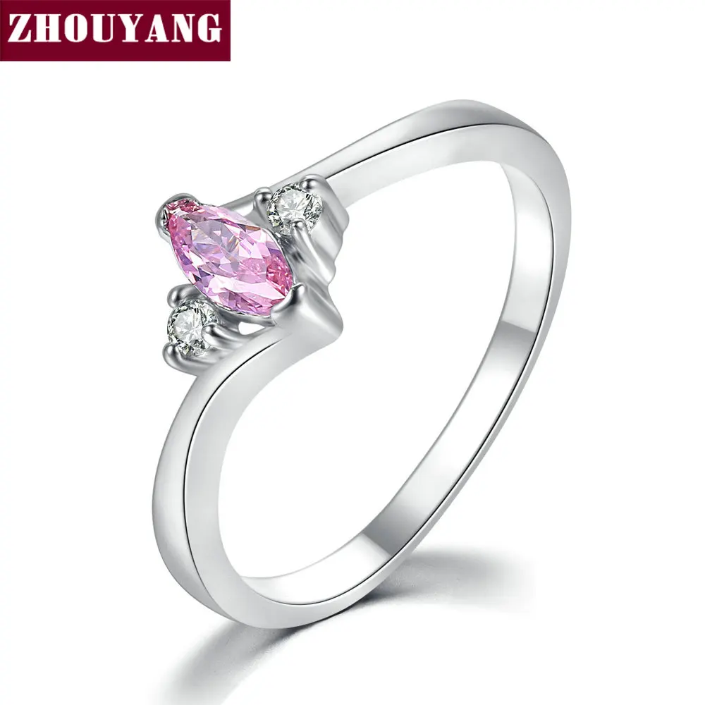 ZHOUYANG Rings For Women Multicolor Optional Simple Oval Cubic Zircinia Rose Gold Color Wedding Gift Fashion Jewelry R797 R804