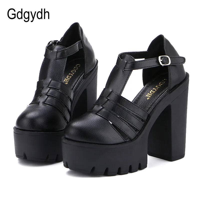 Gdgydh-sandalias romanas de plataforma alta para mujer, zapatos informales con correa y hebilla en el tobillo, color blanco y negro, gran oferta,