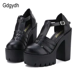 Gdgydh-sandalias romanas de plataforma alta para mujer, zapatos informales con correa y hebilla en el tobillo, color blanco y negro, gran oferta, Verano