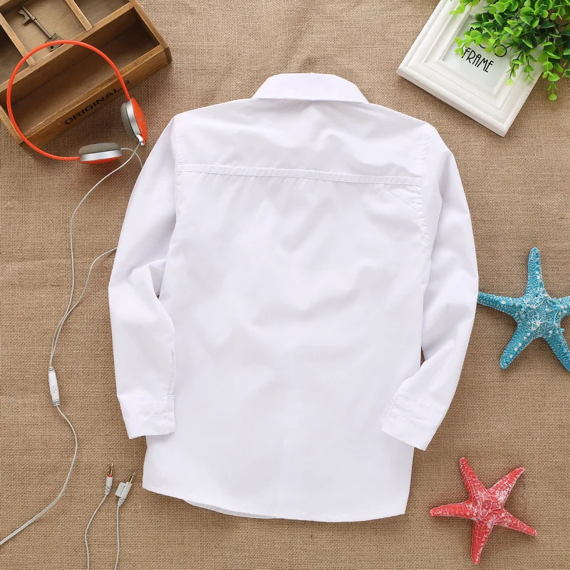new style  lace cotton solid White baby kids boys Blouse white shirts  with long sleeves for children boys christmas gift