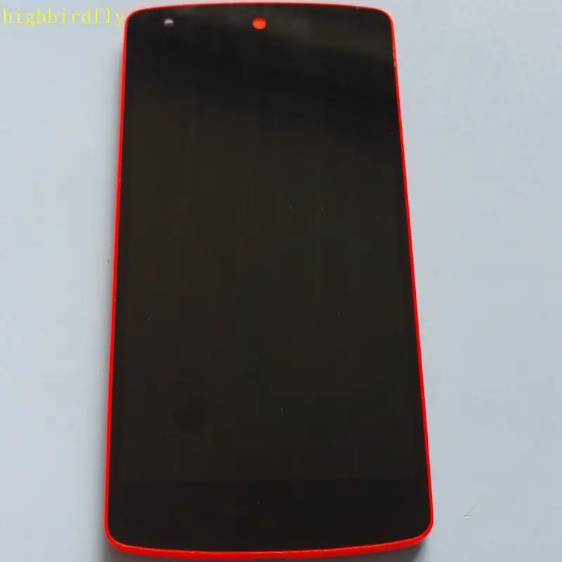 Highbirdfly For Lg Google Nexus 5 D821 D820 Lcd Screen Display With Touch Screen Display With Frame Assembly Together Red Color