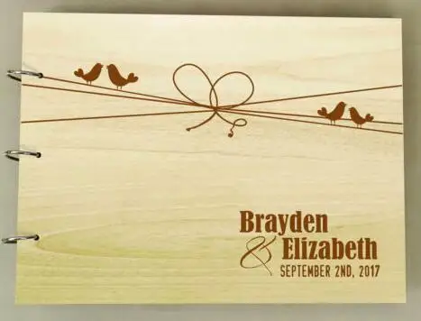 personalized Mr. & Mrs. Rustic wedding guest album engraved Wooden guestbooks Reception party favors decorations