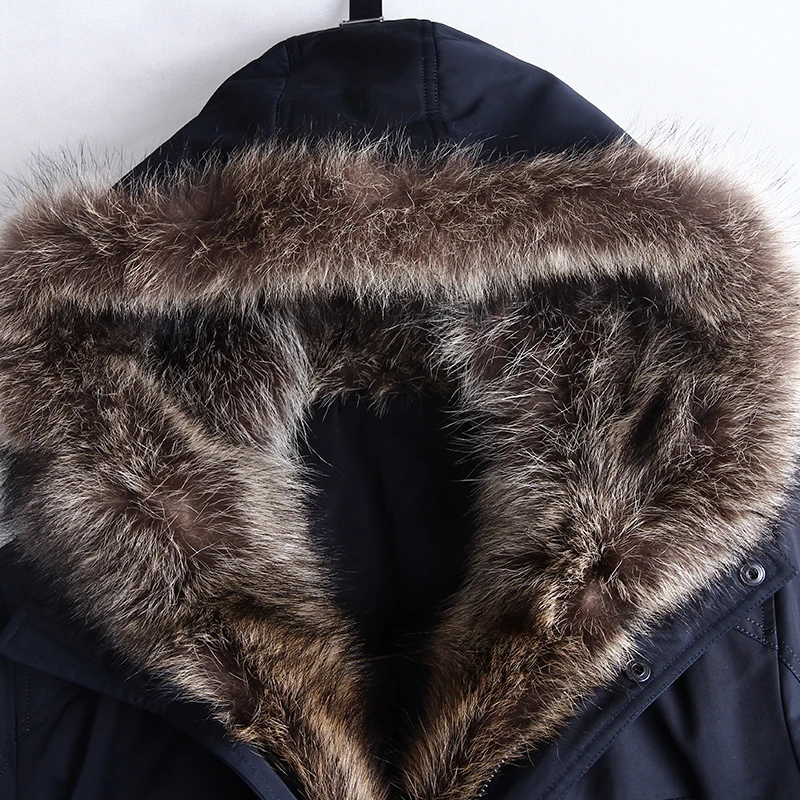 City Class Winter Fur Jacket Men Removable Raccoon Hood Long Parka Mens Casual Jackets and Coats Cotton Fabric Camel Wool 17843