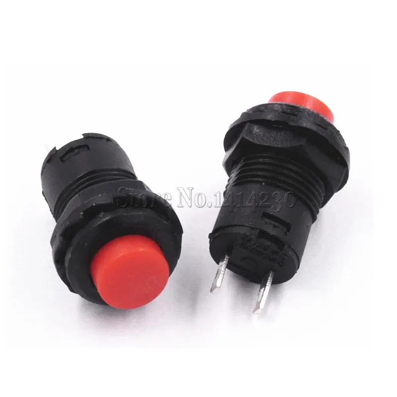 100PCS Mini Small Round Button Red Green Self-locking Push button Switch Latching ON/OFF 12mm 3A 125V 1.5A 250V AC