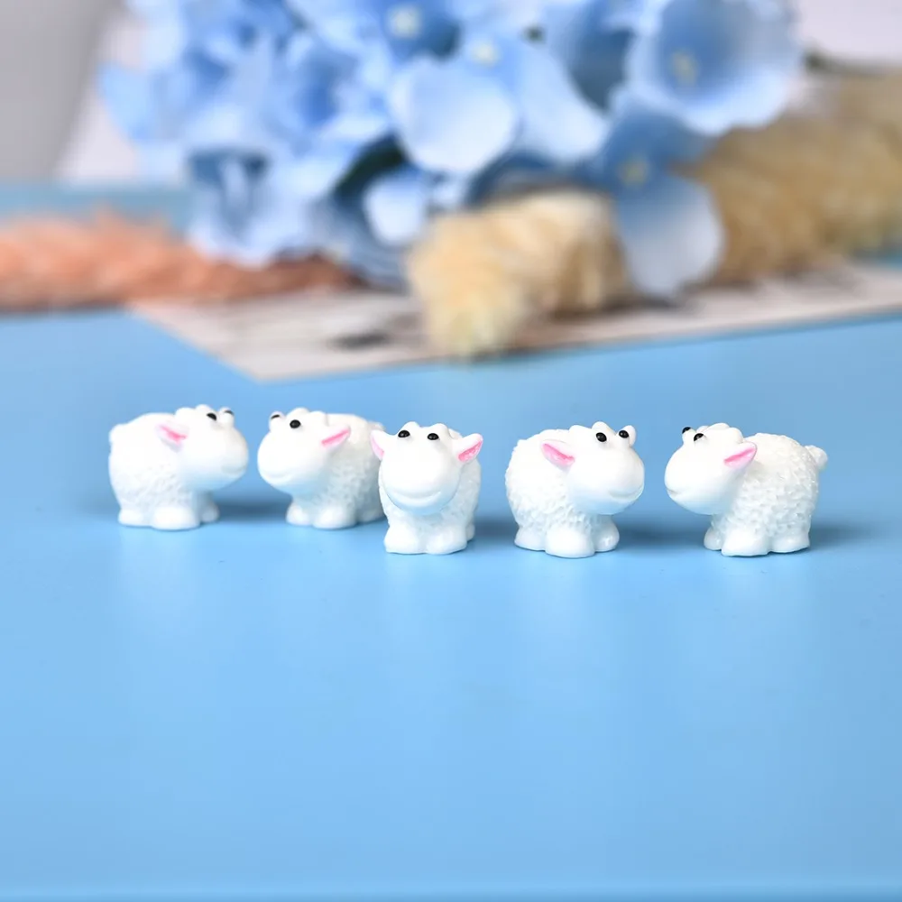 5 Pcs Kawaii Mini Sheep Dolphins Animals Home Micro Fairy Garden Figurines Miniatures Home Garden Decor DIY Accessories