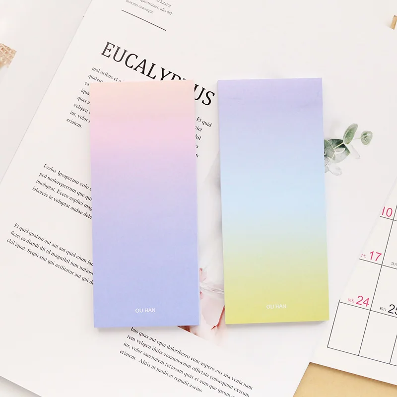 Cute Rainbow Memo Pads Decoration Stickers Self-Adhesive Stationery Sticky Notes N Times Paste Gradient Color Message Stickers