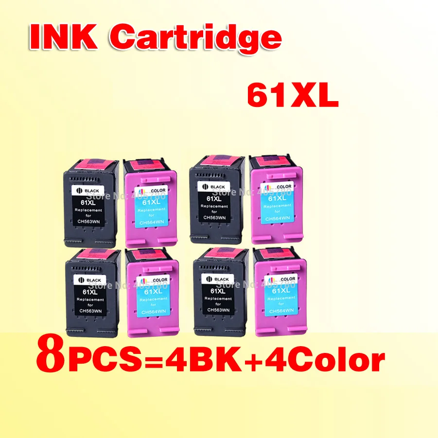 8pcs compatible ink cartridge for 61 INK cartridge 61XL 61 1010 1510 2510 3510 4502 CH563WN CH564WN