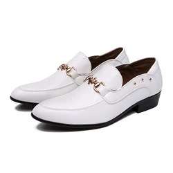 pointed toe white wedding casual men dress shoes slip-on leather business Derby Shoes flat spring shoes x1124 35