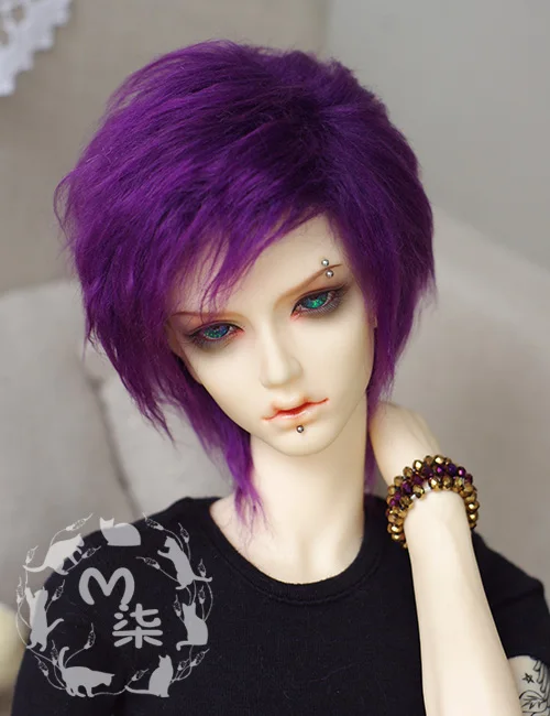 New 1/3 22-23cm 20-21cm 1/4 18-19cm 1/6 16-17cm  Deep Purple Medium Long Furbic Wig  Fur Wig BJD SD MSD YOSD Doll Wig