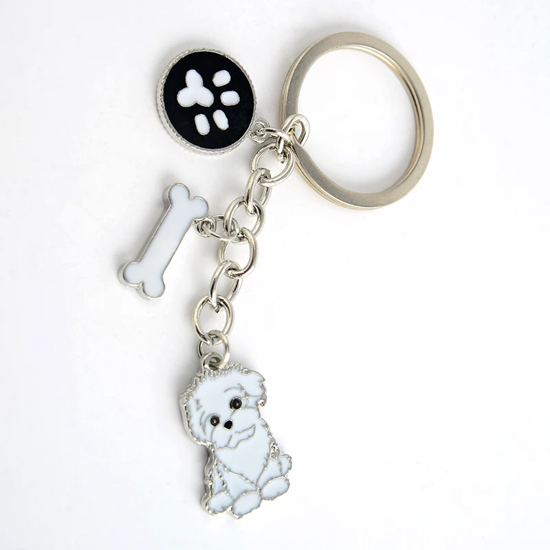 Shih Tzu pendant key chains for women girls men metal alloy pet dog bag charm car keychain key ring holder fashion gifts