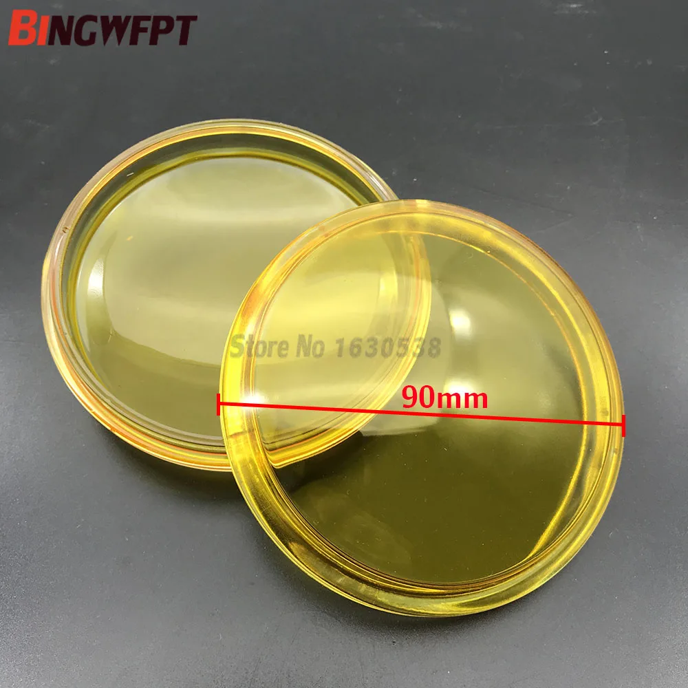 2pcs/set Round Diameter 90mm Fog Lamps yellow Tempered Glass Anti-fog Glass For Suzuki SX4 Grand Vitara Alto Swift Ignis S-Cross