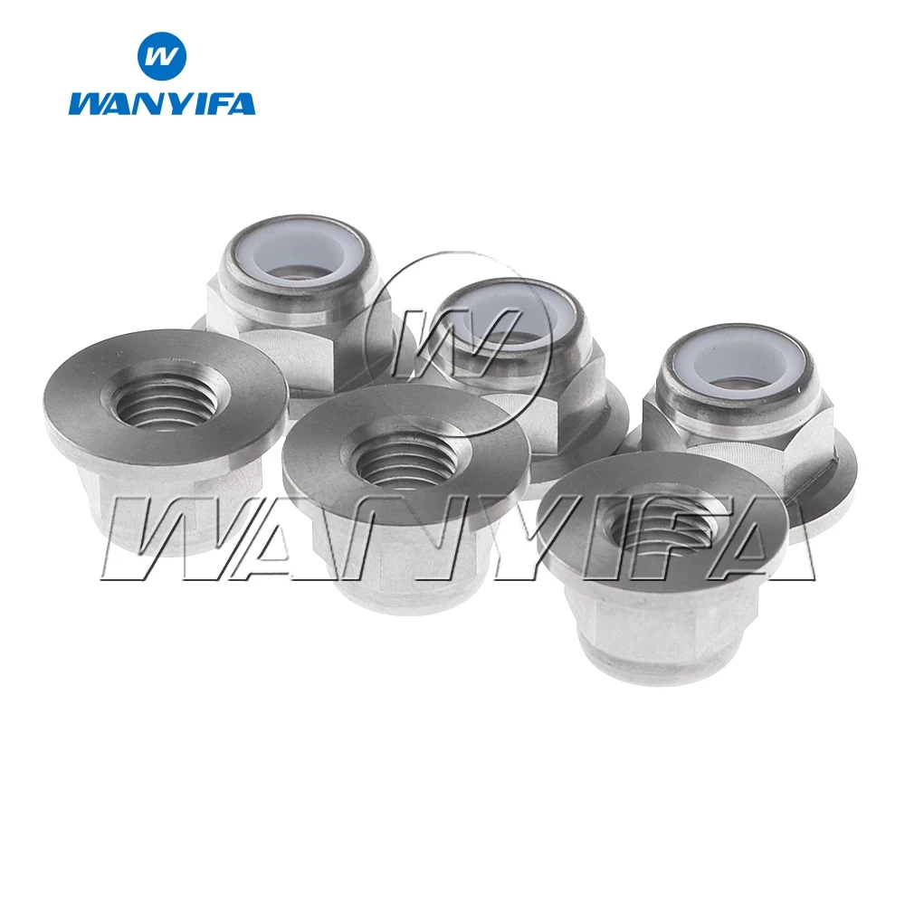 Wanyifa 6PCS Bike Cycling Titanium Ti M10 Pitch 1.25/1.5mm Sprocket Flange Lock Nut