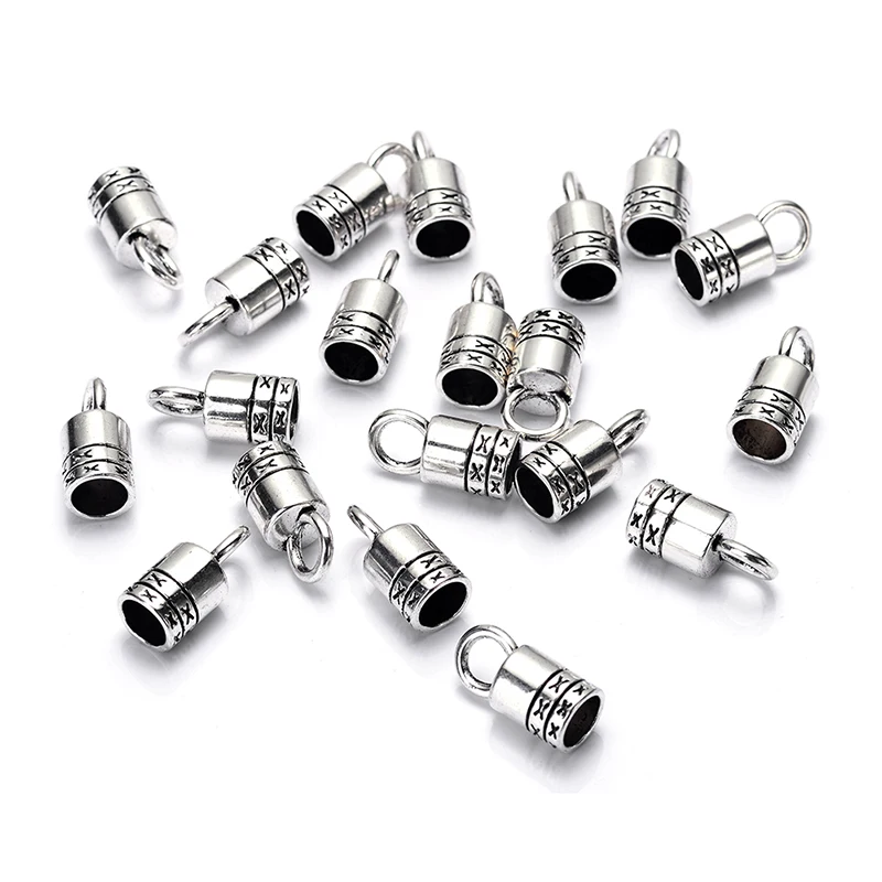 20pcs/lot antique silver plated zinc alloy round charm bead caps leather cord end caps DIY Jewelry making for bracelet necklace