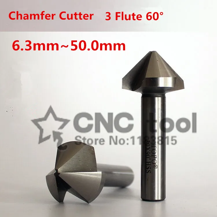 1PCS 6.3mm-50mm HSS 3 Flute Edge 60 Degree Chamfer Drills Wood Countersink Drill Bits (6.3/8.3/10.4/16.5/20.5/25/30/35mm)