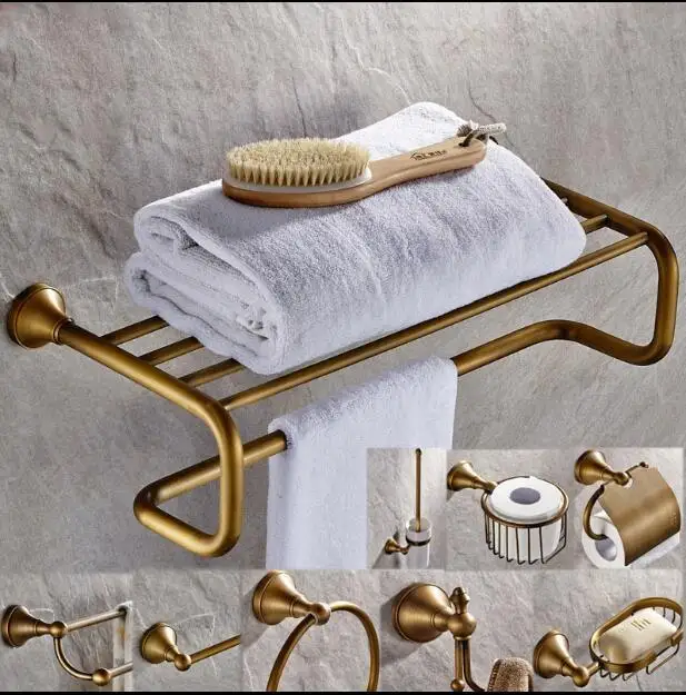 New brass Antique Bathroom Accessories Set,Robe hook,Paper Holder,Towel Bar,Soap basket,towel rack,towel ring, bathroom sets