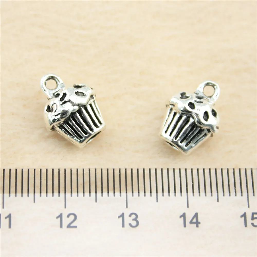 33pcs/lot 13*10*8mm ancient silver 3D Cupcake charm Pendants DIY jewelry for bracelet necklace earring