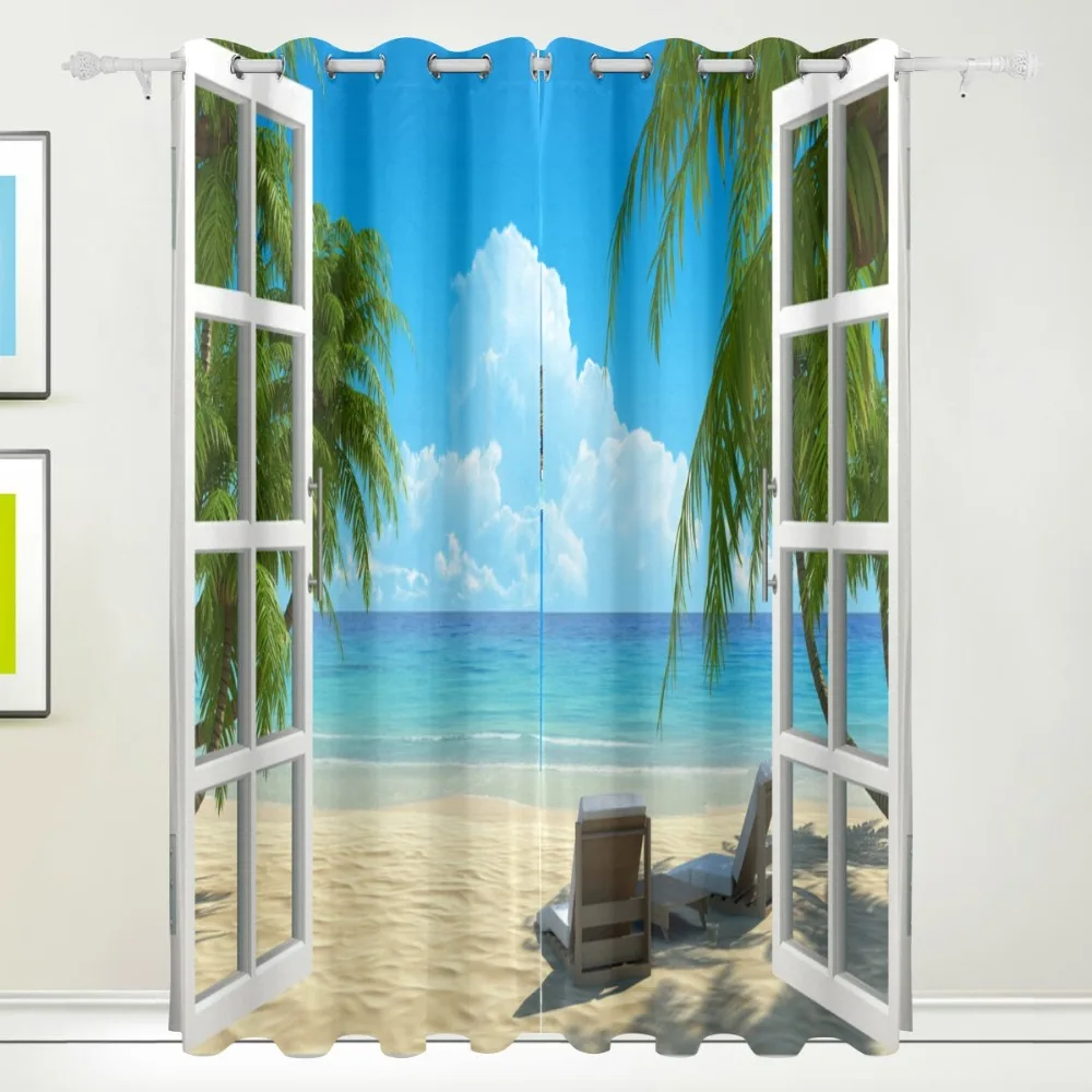 Fantasy Sea Sky 3D Photo Printing Blackout Window Curtains For Living Room Bedding Room Hotel/Office Drapes Cortinas Para