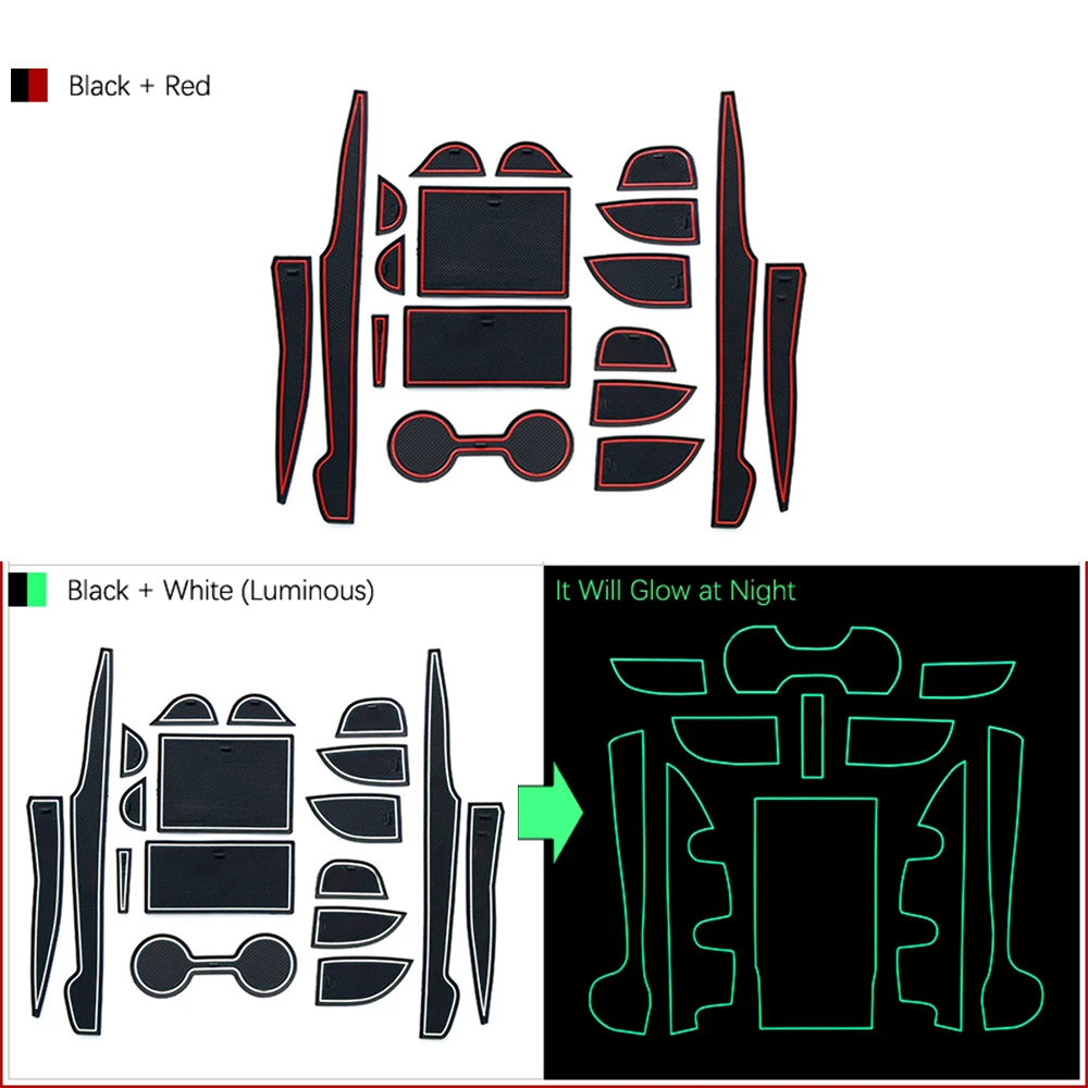 Car Door Groove Mat For Toyota Corolla 2007-2013 E140 E150 Gate Slot Mat Rubber Anti-Slip Mat  Red White