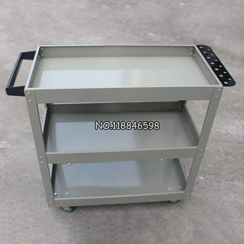 Hand Push Maintenance and Assembly of Mobile Hardware Functional Cabinet Shelf Three Layer Tool Car