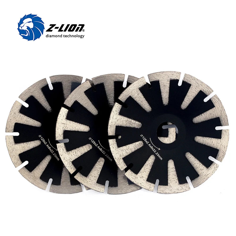 Z-LION 125mm 3pcs/Lot Diamond Controur Blade Turbo Rim Curve Cutting Disc T-Segmented Tooth Diamond Blades For Granite Sink Hole