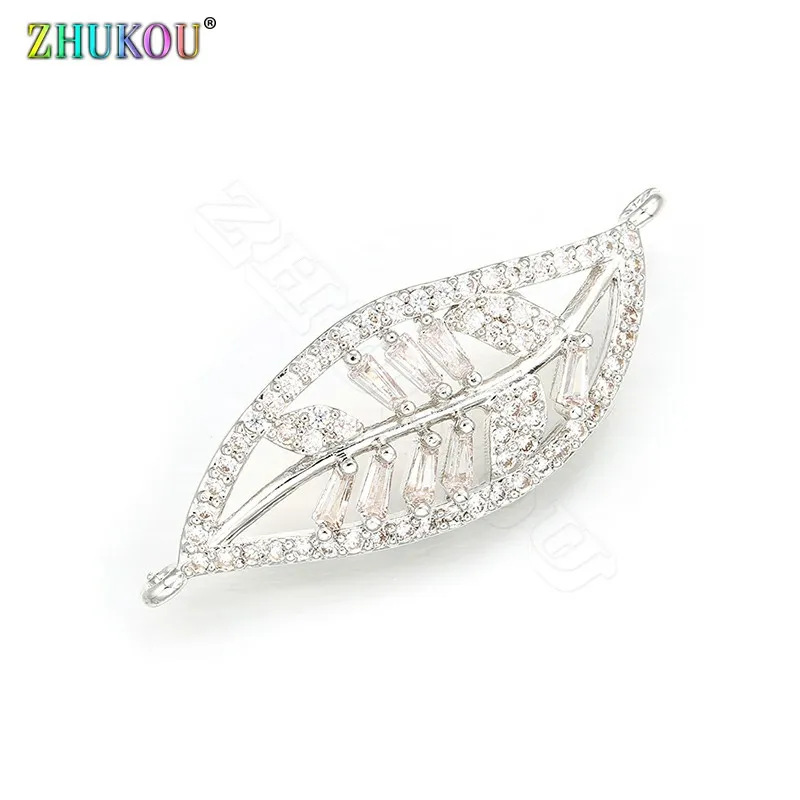 ZHUKOU 12x33mm Autumn leaf Connector for women's bracelet jewelry Making Accessories model:VS326