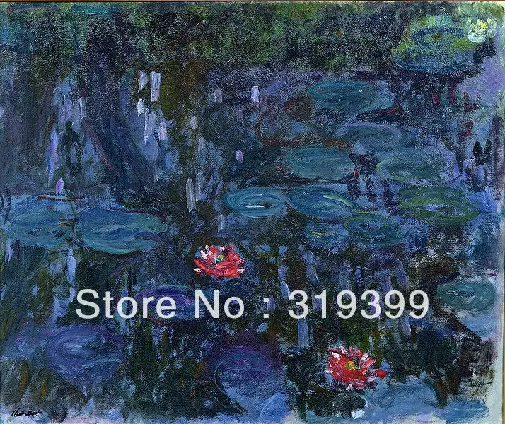 Oil Painting Reproduction on Linen cavas,Water Lilies and Reflections of A willow ,handmade,Free Fast Ship,museum Q