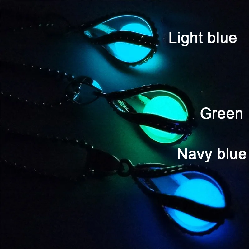 30pcs/lot Charming Night Light Luminous Stone Glow In Dark  Fashion Luminous Water Drop Pendant Necklace For Girl