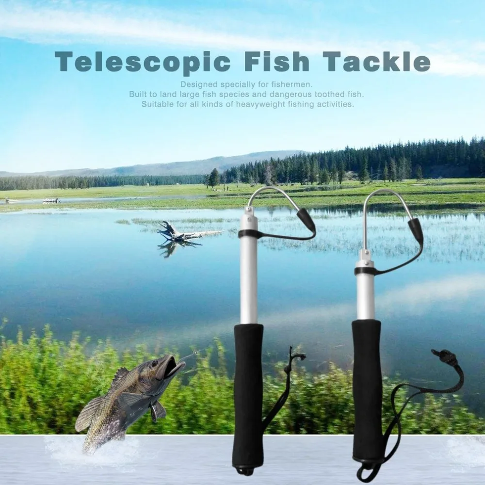 60cm Or 120cm Stainless Steel Sea Telescopic Fishing Gaff Aluminum Alloy Spear Hook Fish Gripper Tackle Outdoor Fishing Tool #84