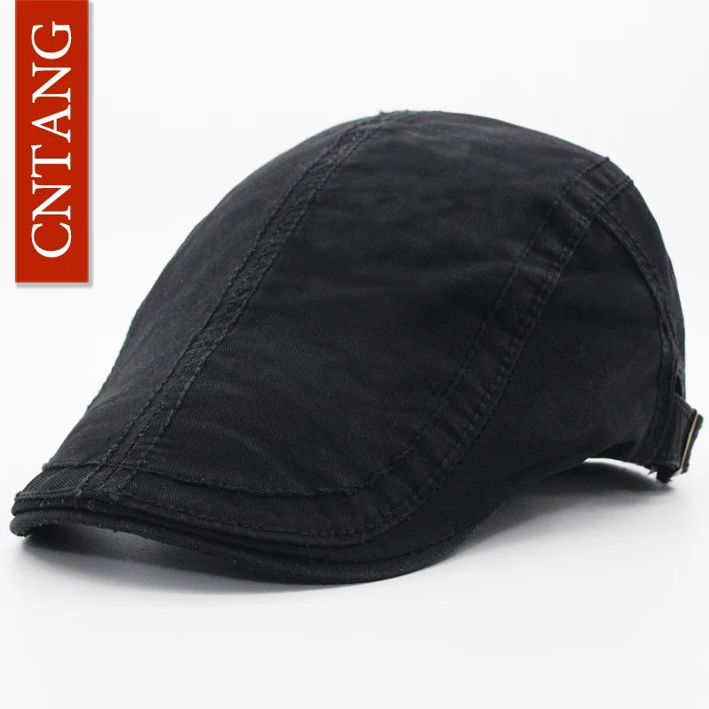 CNTANG-boinas clásicas de Color sólido para hombre, gorras de visera de algodón Retro, sombrero plano Vintage, boina de marca de verano, 6 colores