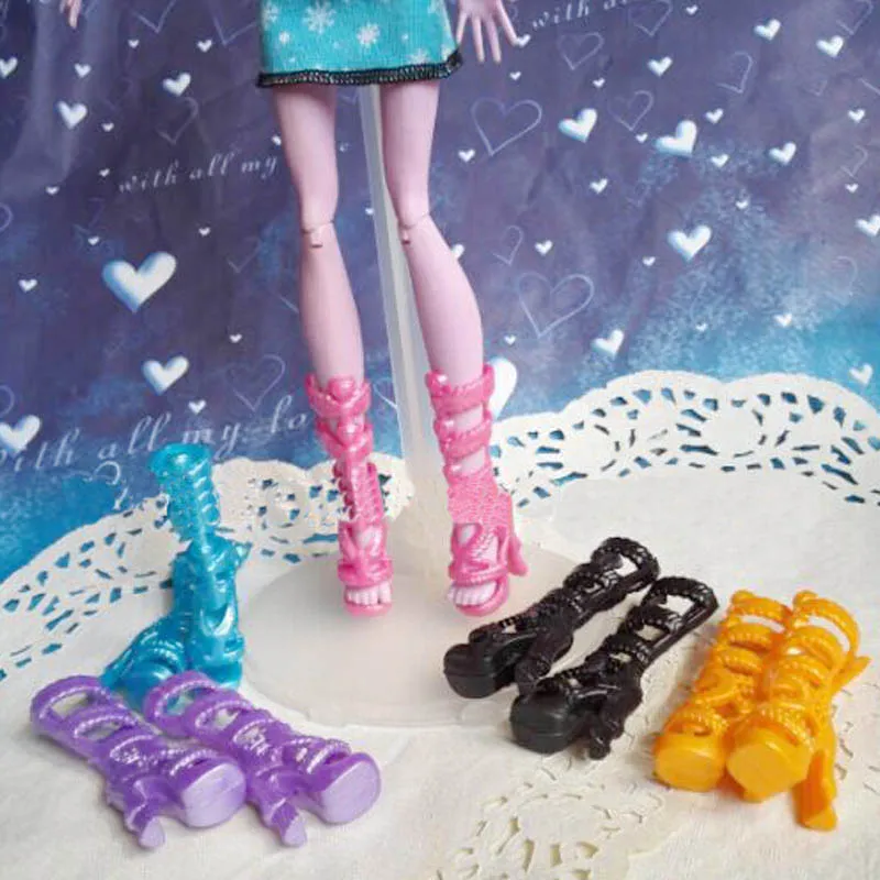 5pairs/lot Fashion Children Kids Baby Toys Doll Accessories High Heel Boots Shoes For Monster Demon Dolls For 1/6 BJD Doll