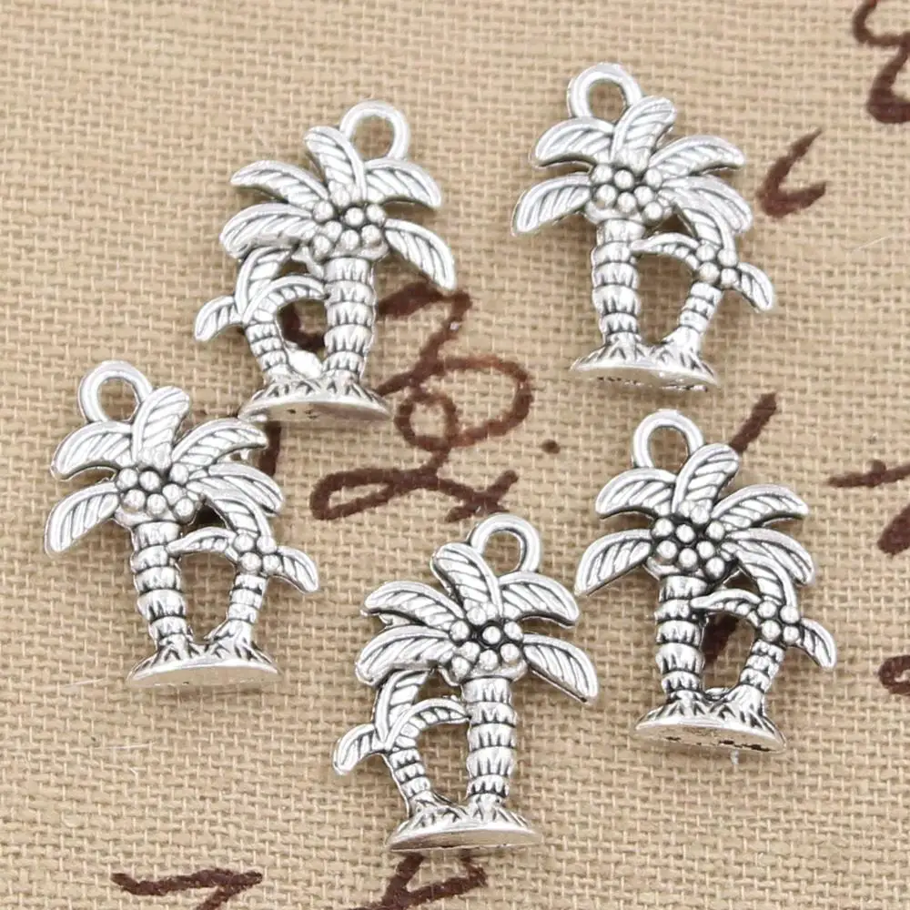 20pcs Charms Palm Tree Coconut 18x13mm Antique Silver Color Plated Pendants Making DIY Handmade Tibetan Silver Color Jewelry