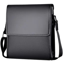 Bandolera de piel sintética para hombre, bolso de hombro informal, de marca famosa, a la moda