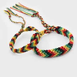 2pcs/lot Rasta Wristband Friendship Bracelet Cotton Silk Reggae Jamaica Surfer Hippie Bob Hobo Bracelets Gift