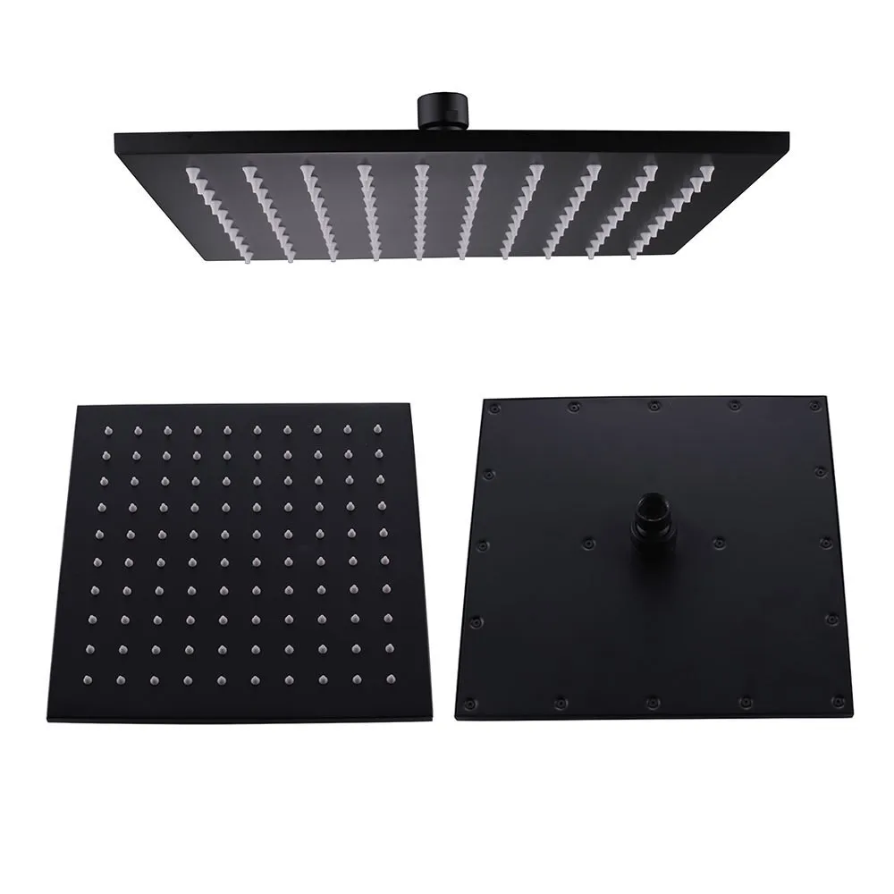 Wall mounted 8 inch 10 inch 200mm 250mm square solid brass Matte Black Rainfall shower head bathroom Top shower head