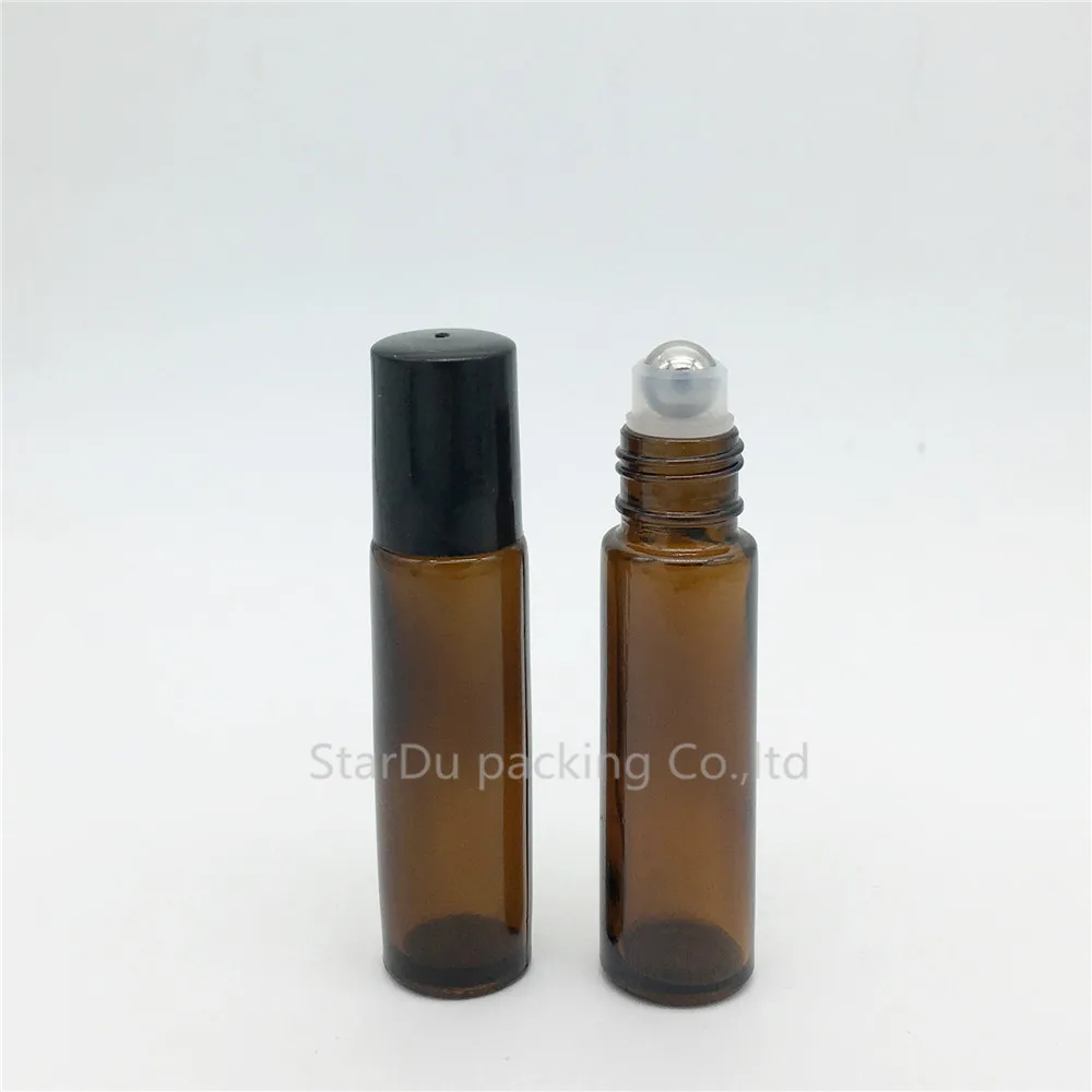 

600pcs/lot 10ml Amber Roll On Perfume bottle, 10cc Essential Oil Rollon bottle, Small Glass Roller Container