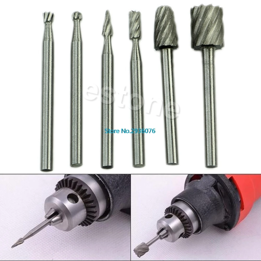6pcs/lot HSS Routing Router Grinding Bits Burr For Rotary Tool Dremel Bosch Mini APR3_10