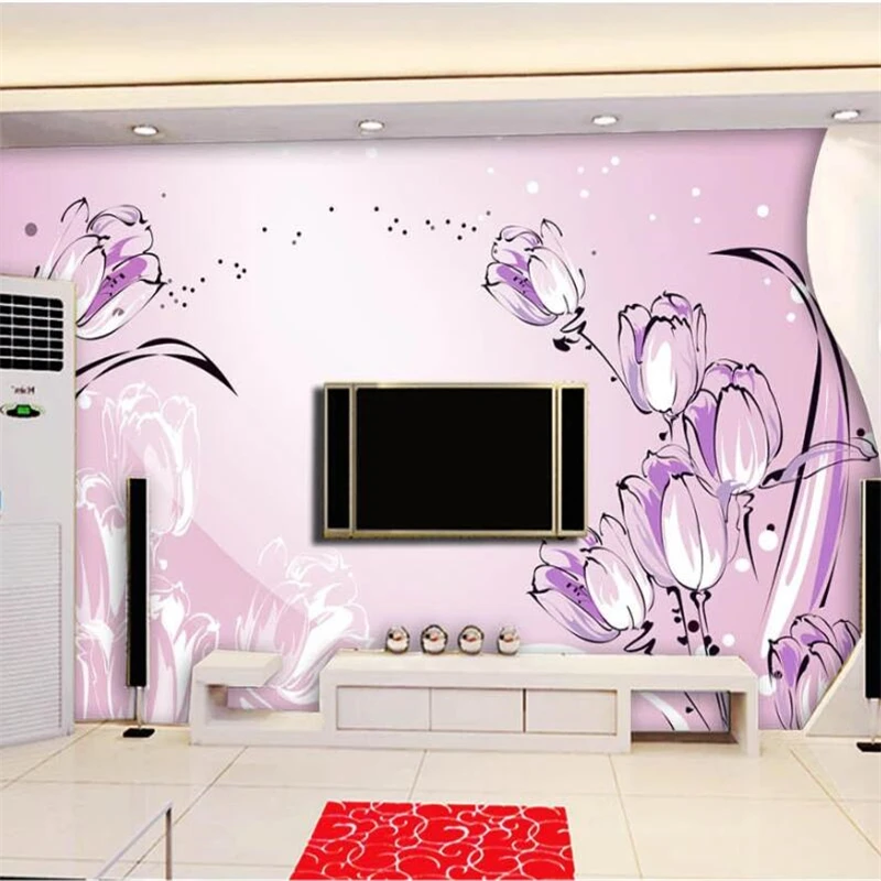 Custom wallpaper 3D mural tulip TV background wall living room bedroom wall papers home decor papel de parede mural 3d wallpaper