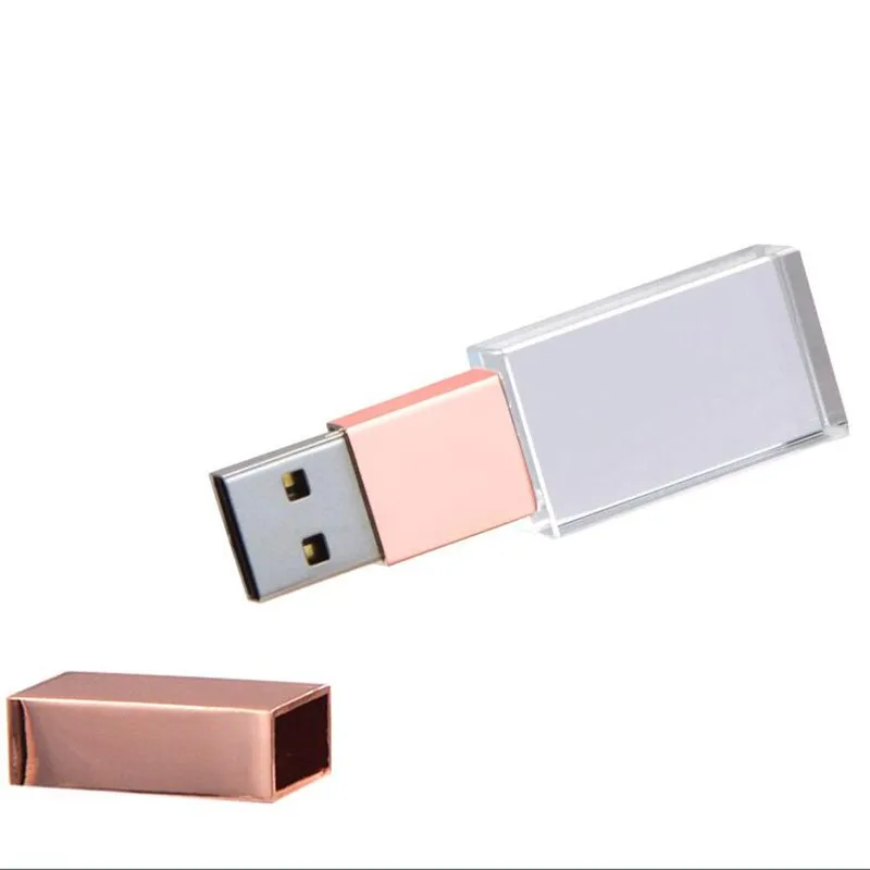 Logo de gravure laser personnalisé gratuit, métal cristal, clé USB haute vitesse, USB 3.0, 128 Go, 64 Go, sans lumière LED par défaut