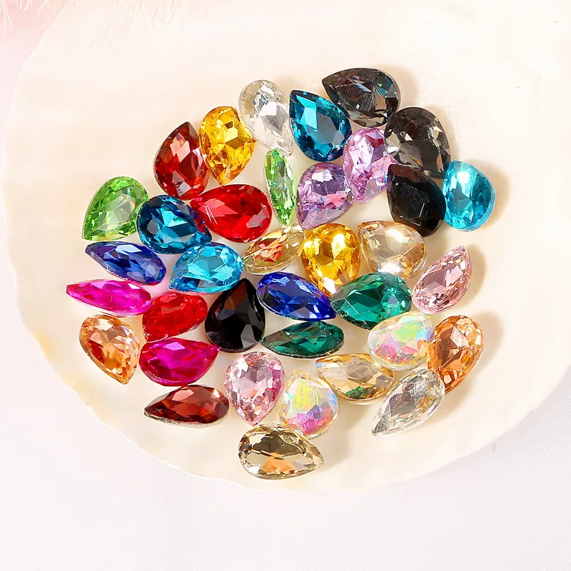 20 colori di Goccia Dell\'acqua di Scintillio Lucido di Cristallo di Vetro Del Chiodo Strass Pendenti e Ciondoli FAI DA TE Design Polacco 3D Manicure