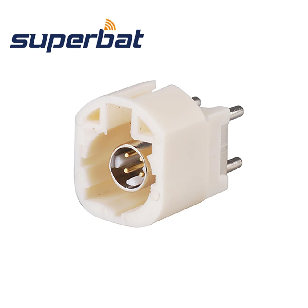 Superbat 10pcs Fakra B Branco/9001 HSD Macho PCB Mount Conector Coaxial RF para Aplicações Sem Fio e GPS